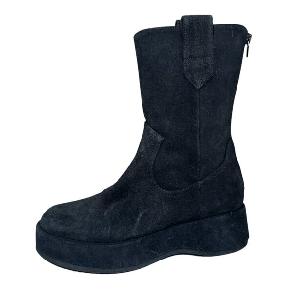 Paloma Barcelo Women Ander Platform Black Suede Mid-calf Boots 6.5 US EUR 37 NEW - Picture 3 of 8